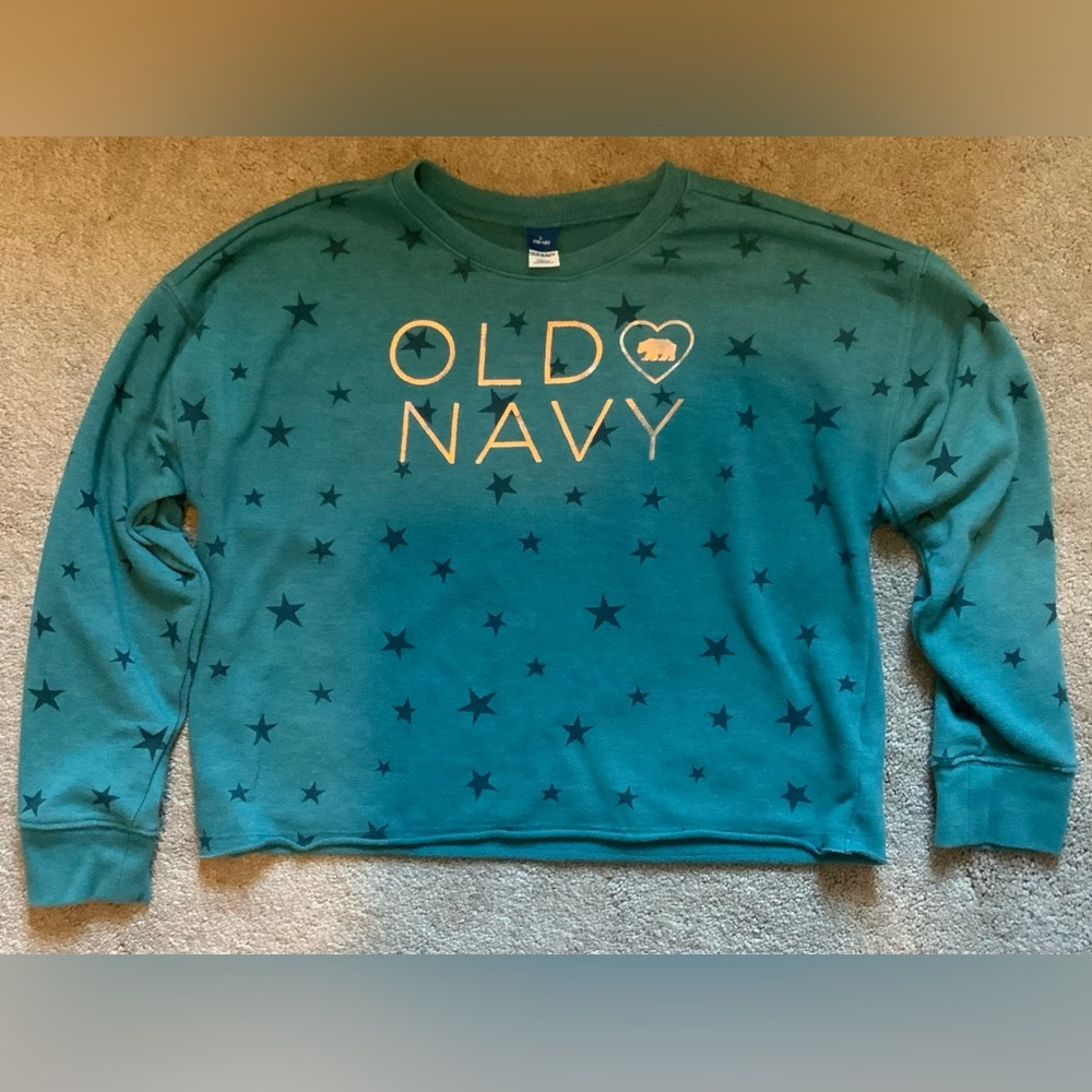 Old Navy Teal Star Print Kids Sweatshirt